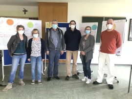 Beim Kooperationstreffen (von links): Ulla Fricke, Liselotte Bindels, Pater Günther Wendel SDB, Benedict Steilmann, Nicole Klasen und Bruder Moritz Oswald.