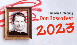 Portrait Don Boscos im Bilderrahmen - Herzliche Einladung zum Don Bosco Fest 2023