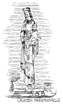 Die von Pater Dötsch gezeichnete Marienfigur ist in Jünkerath zu sehen.  