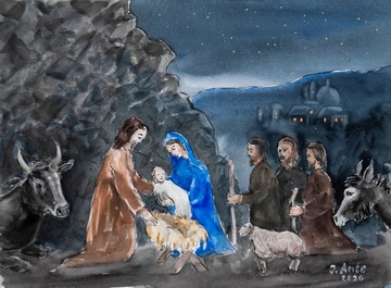 Weihnachtsbild 2020 - gemalt von Joachim Ante