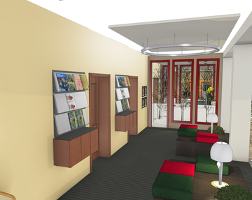 Eine 3D-Simulation zeigt, wie es später einmal aussehen könnte im modernisierten Eingangsbereich.
